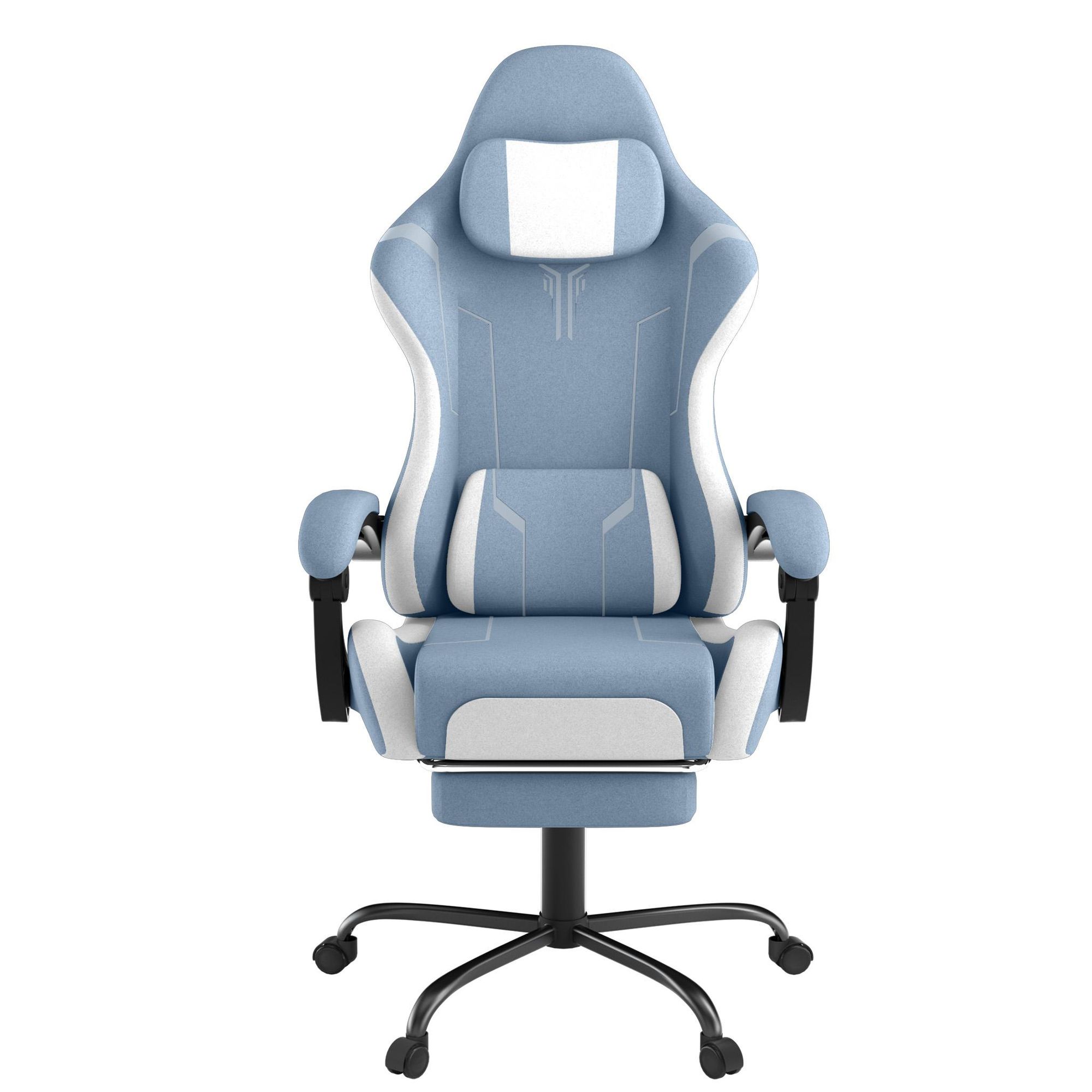 ROSEJANE Ergonomischer Gaming Stuhl mit Massagefunktion & Fußstütze, Verstellbare Rückenlehne 90°-135°, Gaming Sessel mit Kopf- und Lendenkissen, Schwarz Weiß