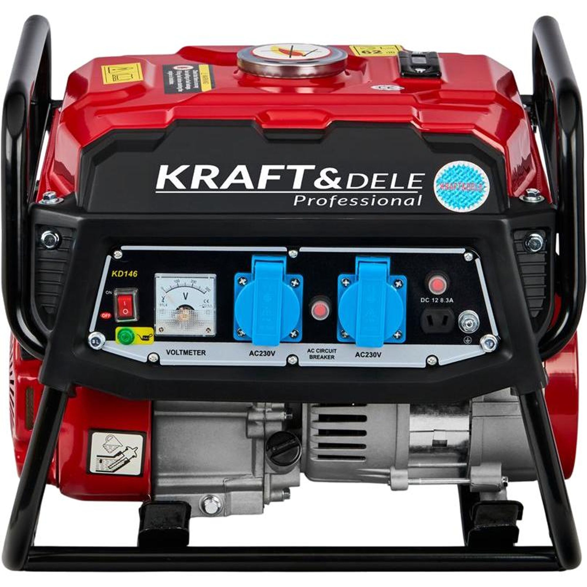 KRAFT&DELE | Stromerzeuger, 1500W Maximalleistung, 12/230V, 3kM, Ölmangelsicherung, Überlastschutz