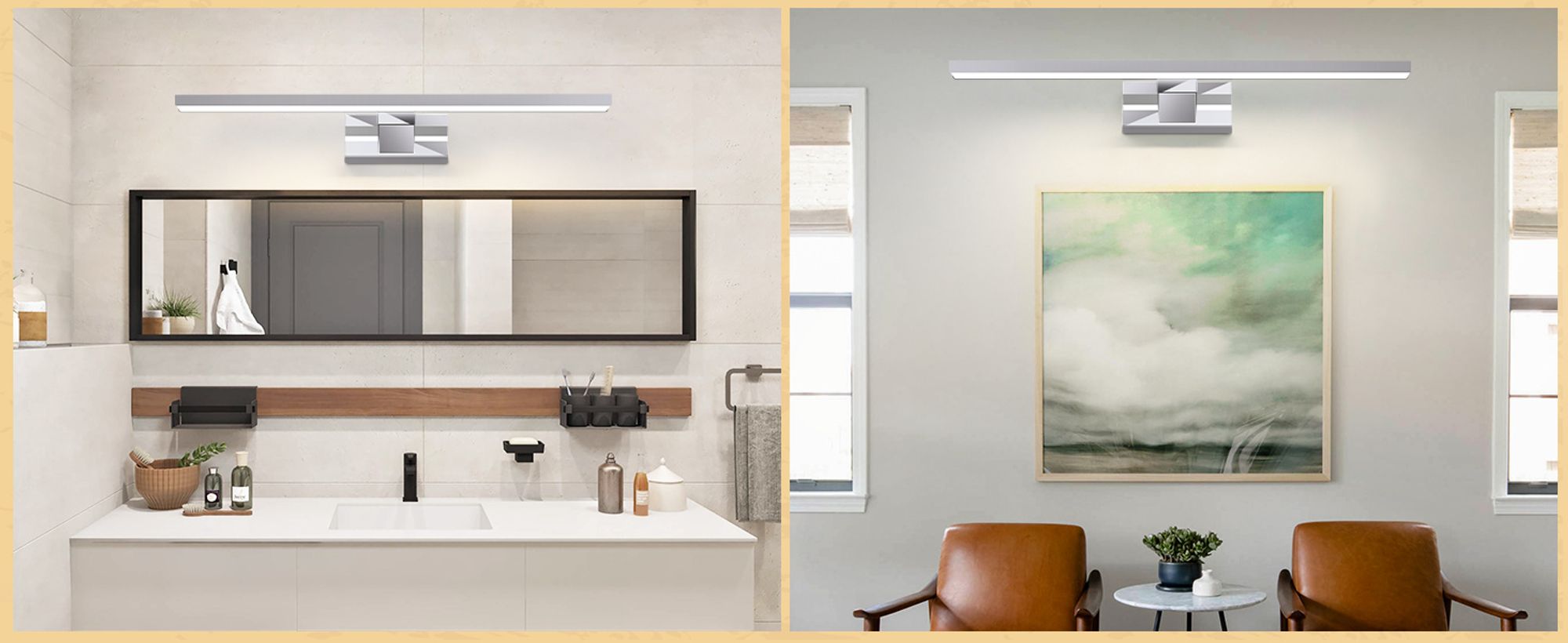 ZMH Spiegelleuchte Bad Led Spiegellampe12W Wandlampe Lampe Neutralweiße 4000KSpiegel Wandleuchte 60cm Modern Chrom Badlampe Spiegelschrank Beleuchtung