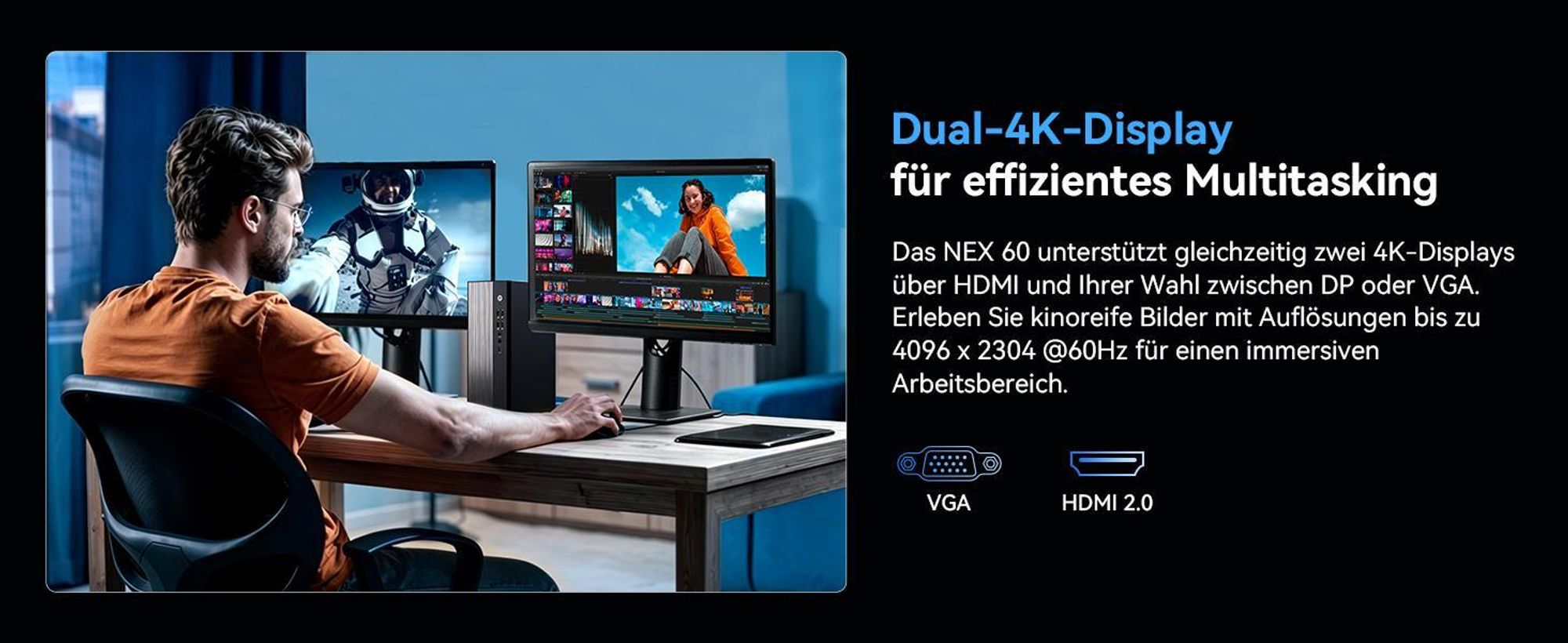 Blackview NEX60 Mini-PC: Intel Core 5 210H, 16GB DDR4 (max. 64GB), 512GB PCIe 4.0 SSD (max. 4TB), Dual 4K Display, Wi-Fi 6, 15 Ports, Windows 11 Pro