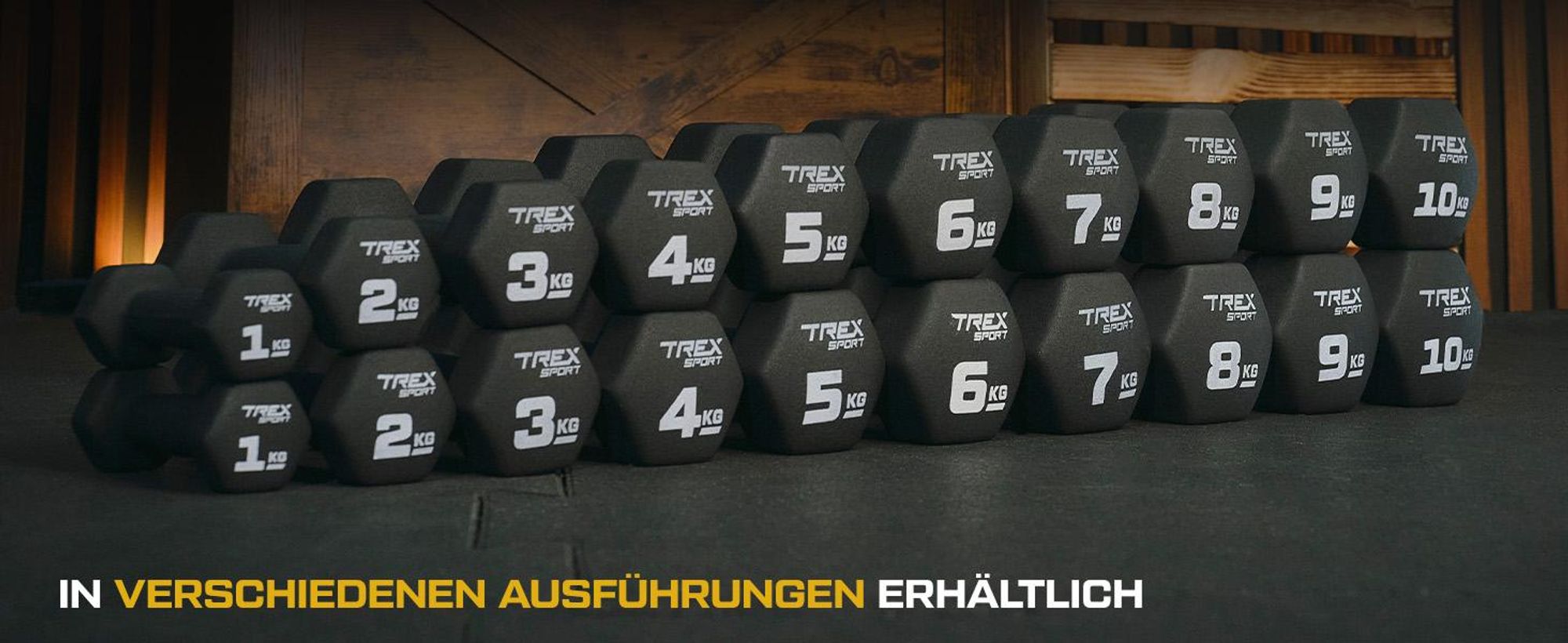 TREX SPORT Neopren Hanteln Set 2x2kg TX-020VD | Kurzhanteln, Hexagon, rutschfest, ergonomisch | Gusseisen Hantelset, Fitness Hanteln, Fitnesstraining