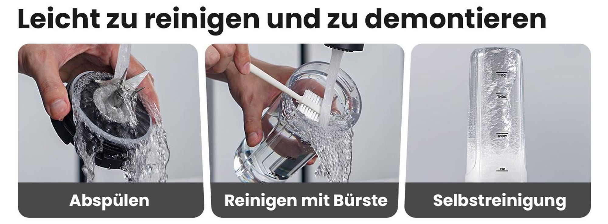 Smoothie Maker, StandMixer, Blender, 900W, mit 2 * 650ml Flasche, mixer mit Edelstahl 6-Klingen, BPA frei, Smoothies shakes und Säfte mit Rezepte