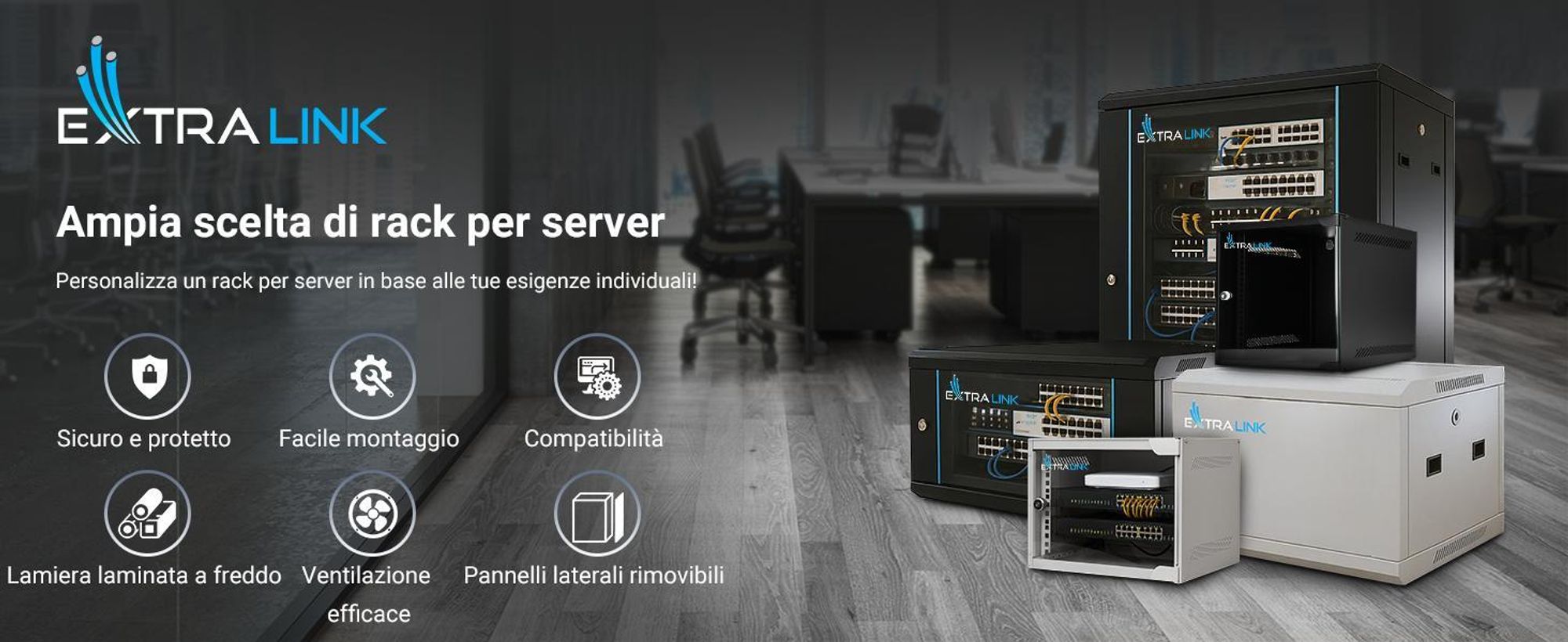 Extralink armadio rack 10" 4U da parete 280x310 mm nero