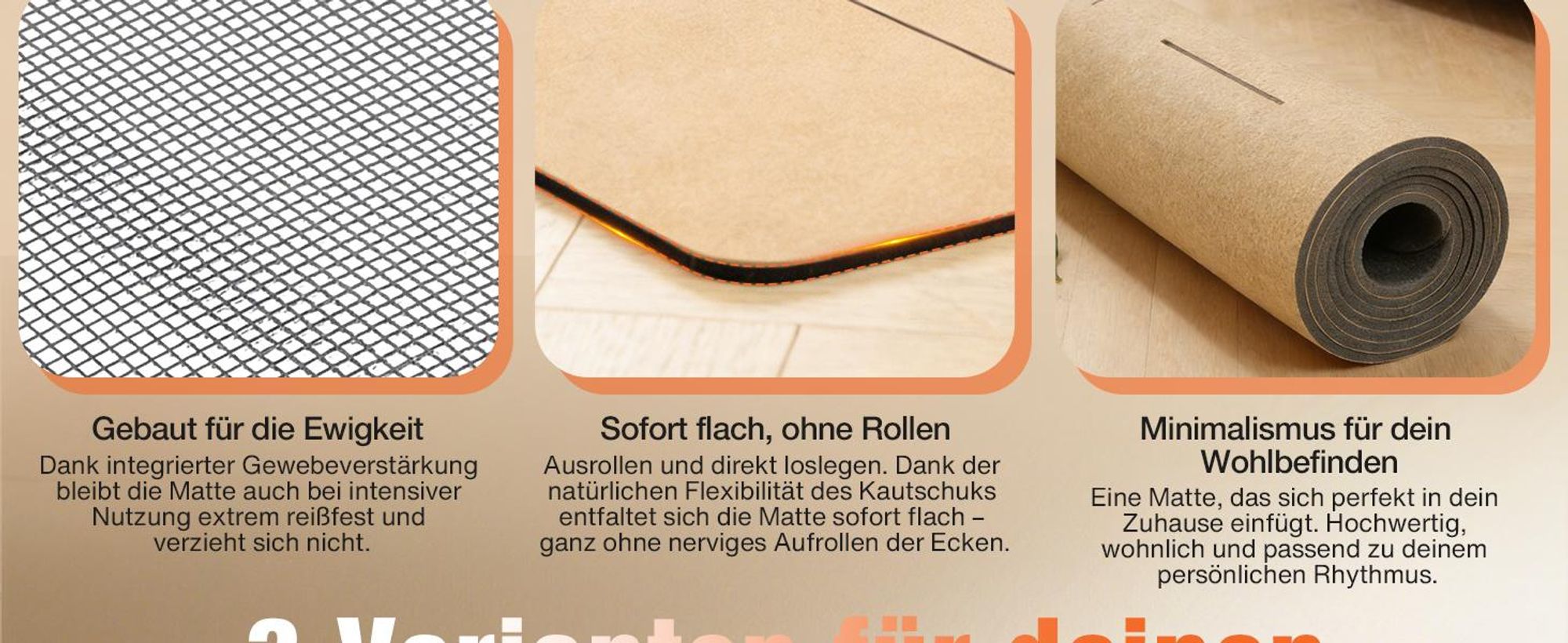 DH FitLife Kork Yogamatte, rutschfest, nachhaltig & schadstofffrei, inkl. Tragegurt, Kork + Naturkautschuk, für Yoga & Pilates