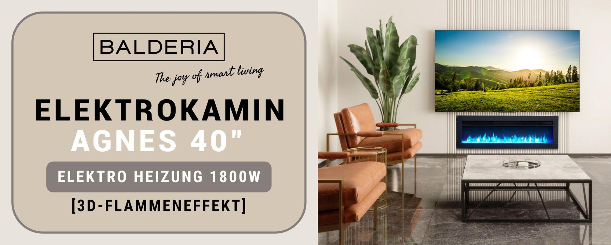 Elektrokamin BALDERIA Agnes 102 x 33 cm 2000 W