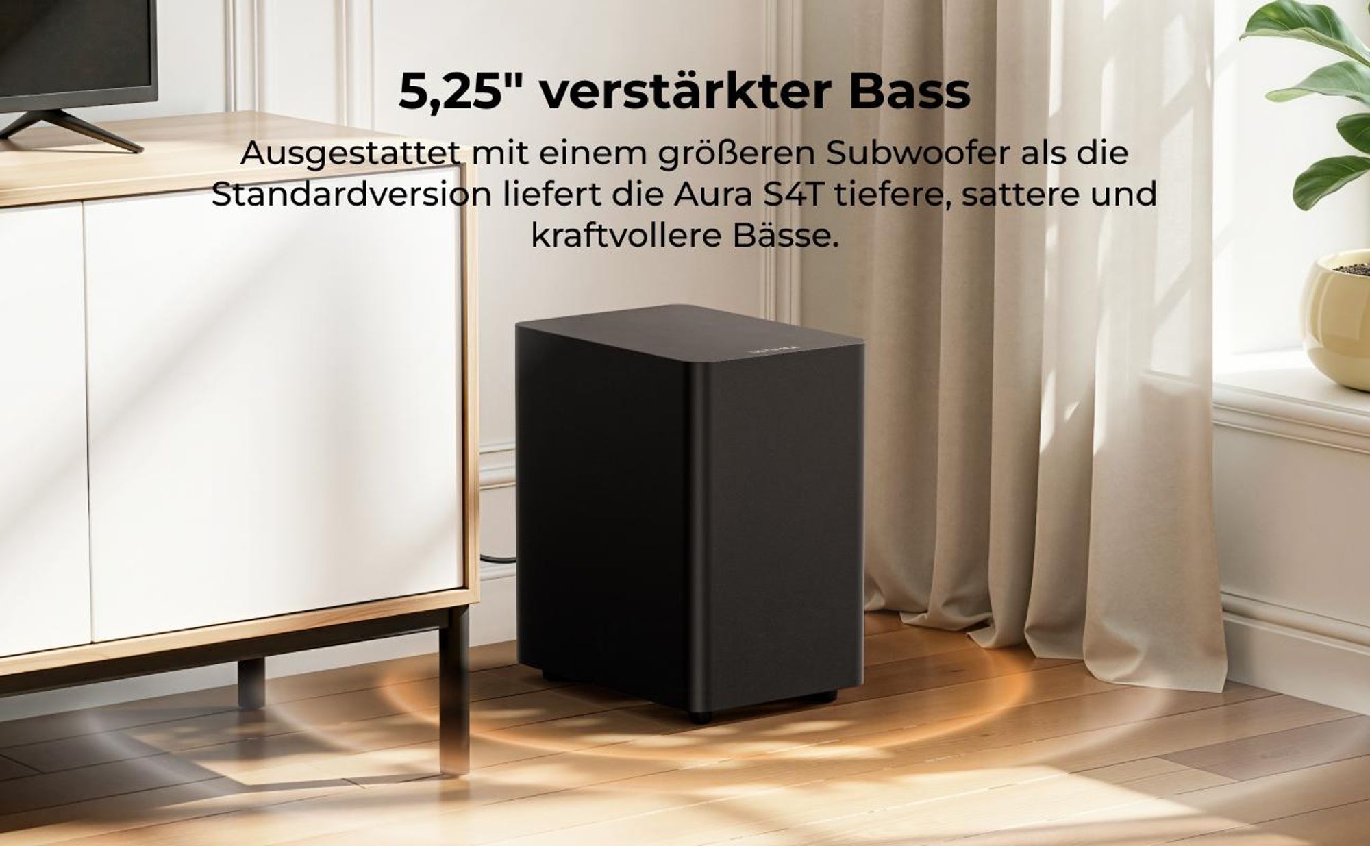 ULTIMEA Aura S4T 7.1-Kanal TV-Soundbar mit 4 Surround-Lautsprechern, Heimkino-Soundsystem mit 5,25" Subwoofer, App-Steuerung, HDMI/OPT/AUX, 350W