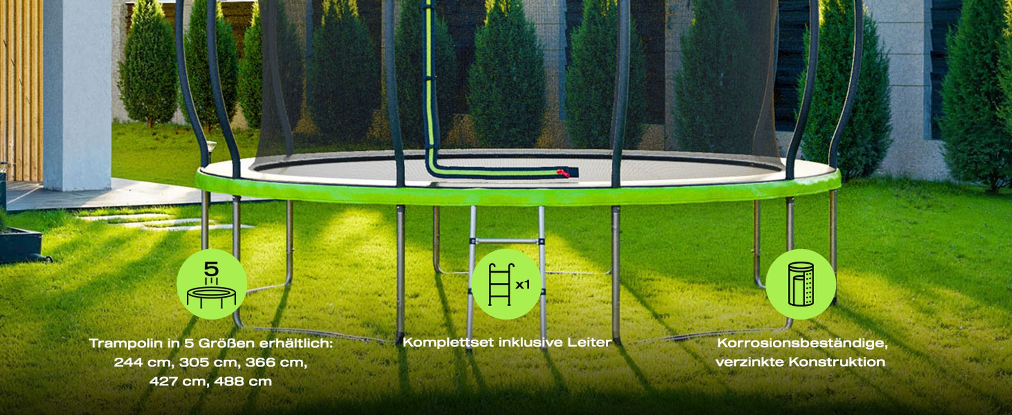 Trampolin Pumpkin mit Innennetz Outdoor Gartentrampolin 366cm 12FT Hop-Sport