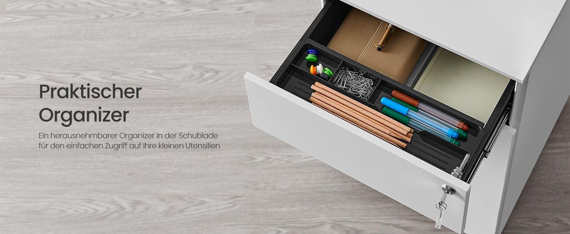 SONGMICS Rollcontainer, Rollcontainer Aktenschrank Büroutensilien