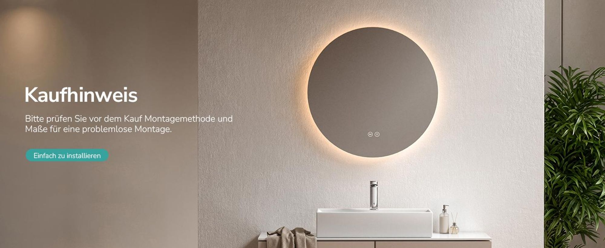 EMKE LED Badspiegel 50 cm Rund Spiegel Badezimmerspiegel mit Beleuchtung 3 Lichtfarbe 3000-6500K Kaltweiß Neutral Warmweiß Dimmbar Lichtspiegel