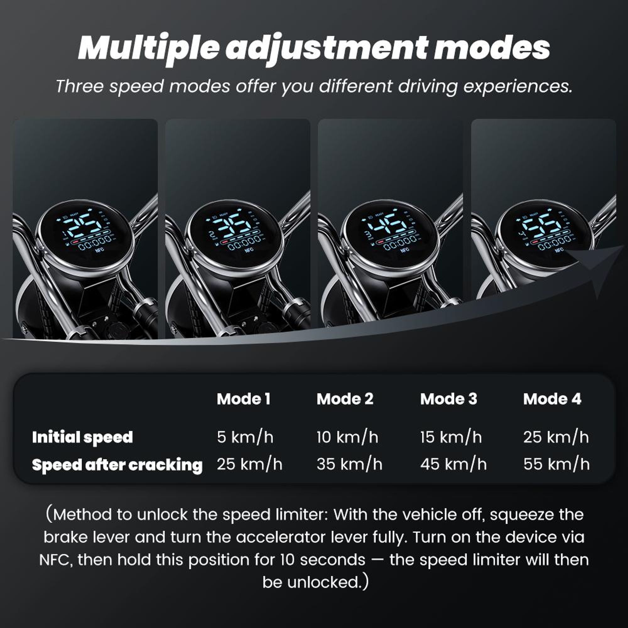 Vélo électrique pour courses Y18, 48 V 20 Ah, charge maximale 150 kg, pneus 15 pouces, avec NFC