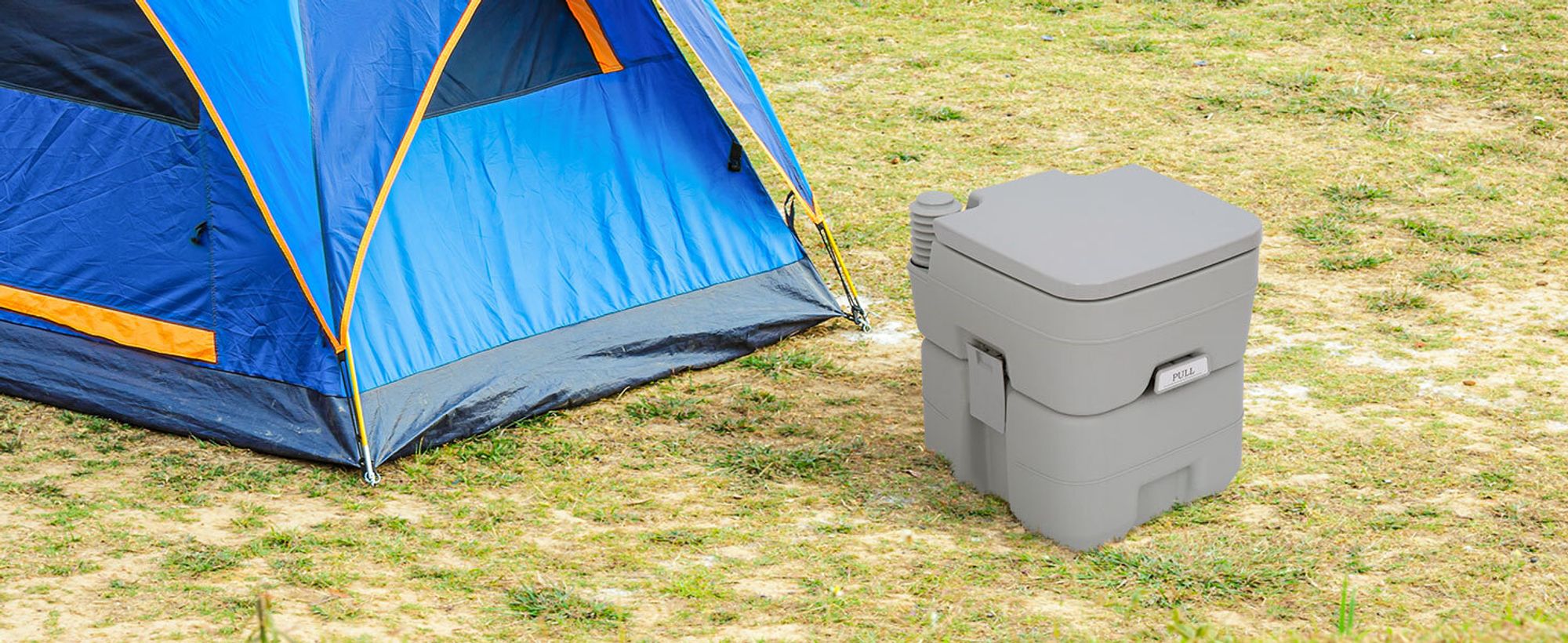Outsunny Campingtoilette, 20 L Mobil-WC, Camping-WC mit Spül- und Abwassertank