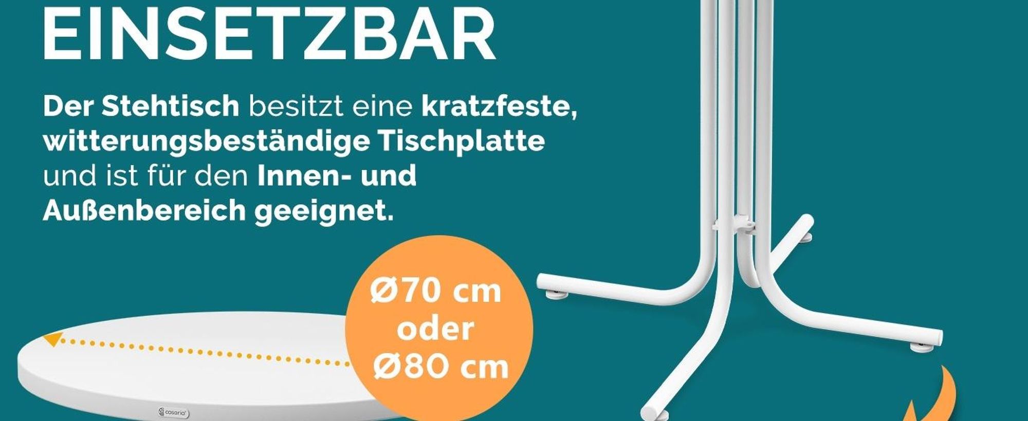 Klappbarer runder Stehtisch Ø 70/80 cm, Höhe 110 cm für Indoor & Outdoor