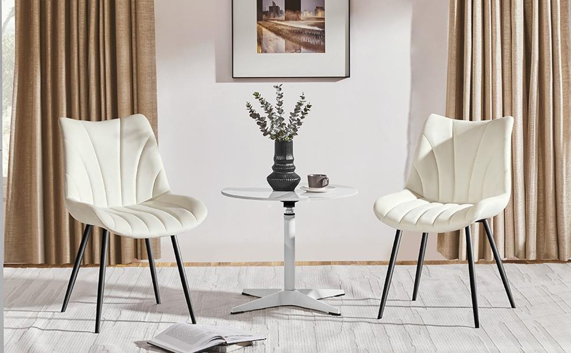 Yaheetech Moderne Esszimmerstühle, 2er Set, mit Metallbeinen, Designer-Stuhl, Beige