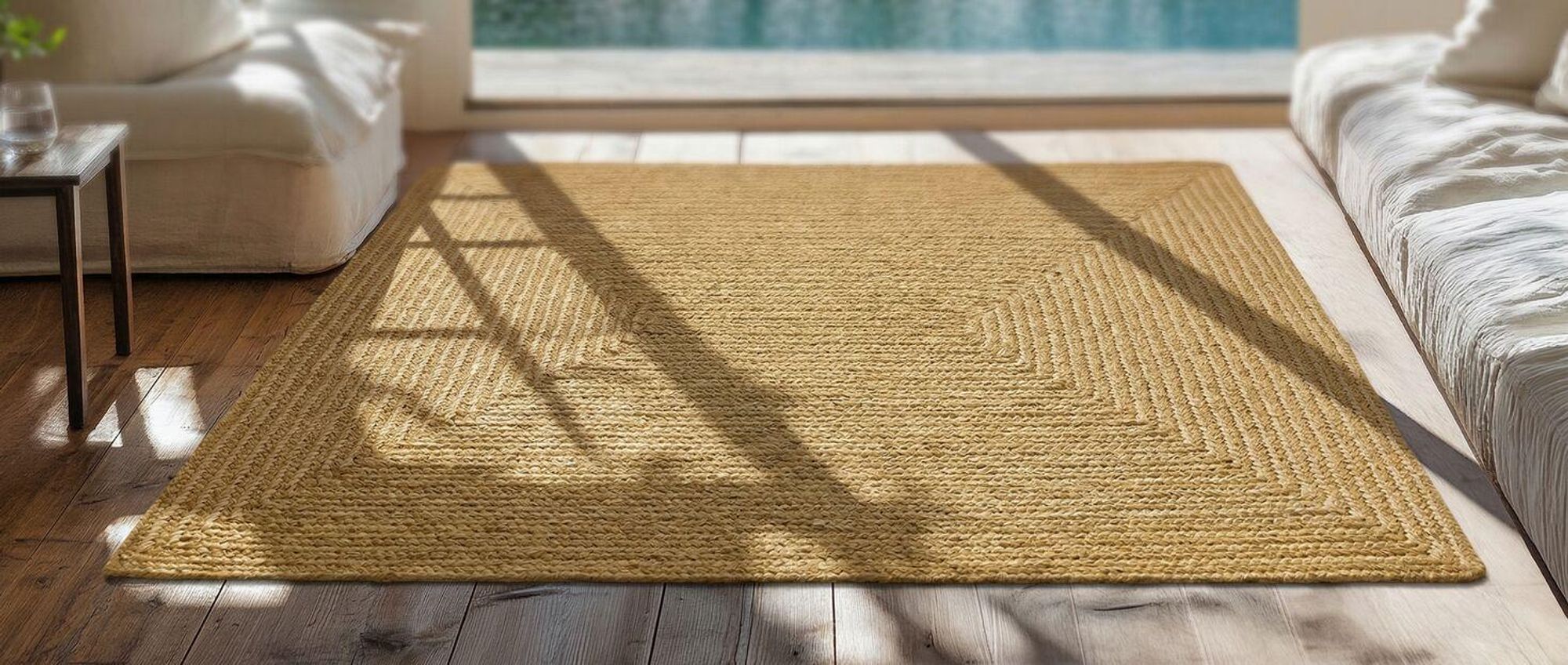 tectake® Geflochtener Teppich Raya verschiedene Größen strapazierfähig und pflegeleicht