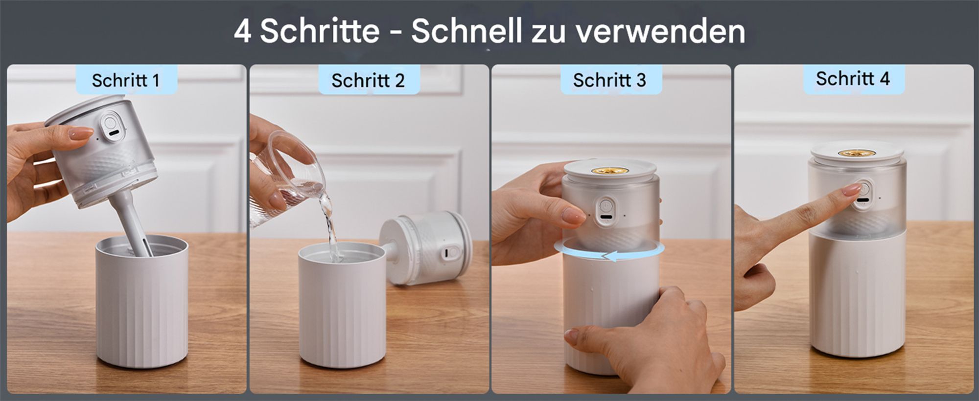 Tragbarer Mini-Luftbefeuchter, kleiner Auto-Luftbefeuchter mit kühlem Nebel und Nachtlicht, 28 dB leiser Luftbefeuchter mit kühlem Nebel