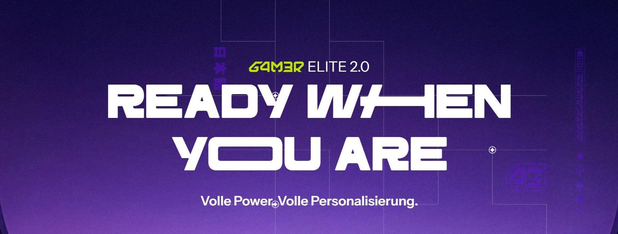 Banner mit dem Schriftzug G4M3R und dem Slogan Ready when you are