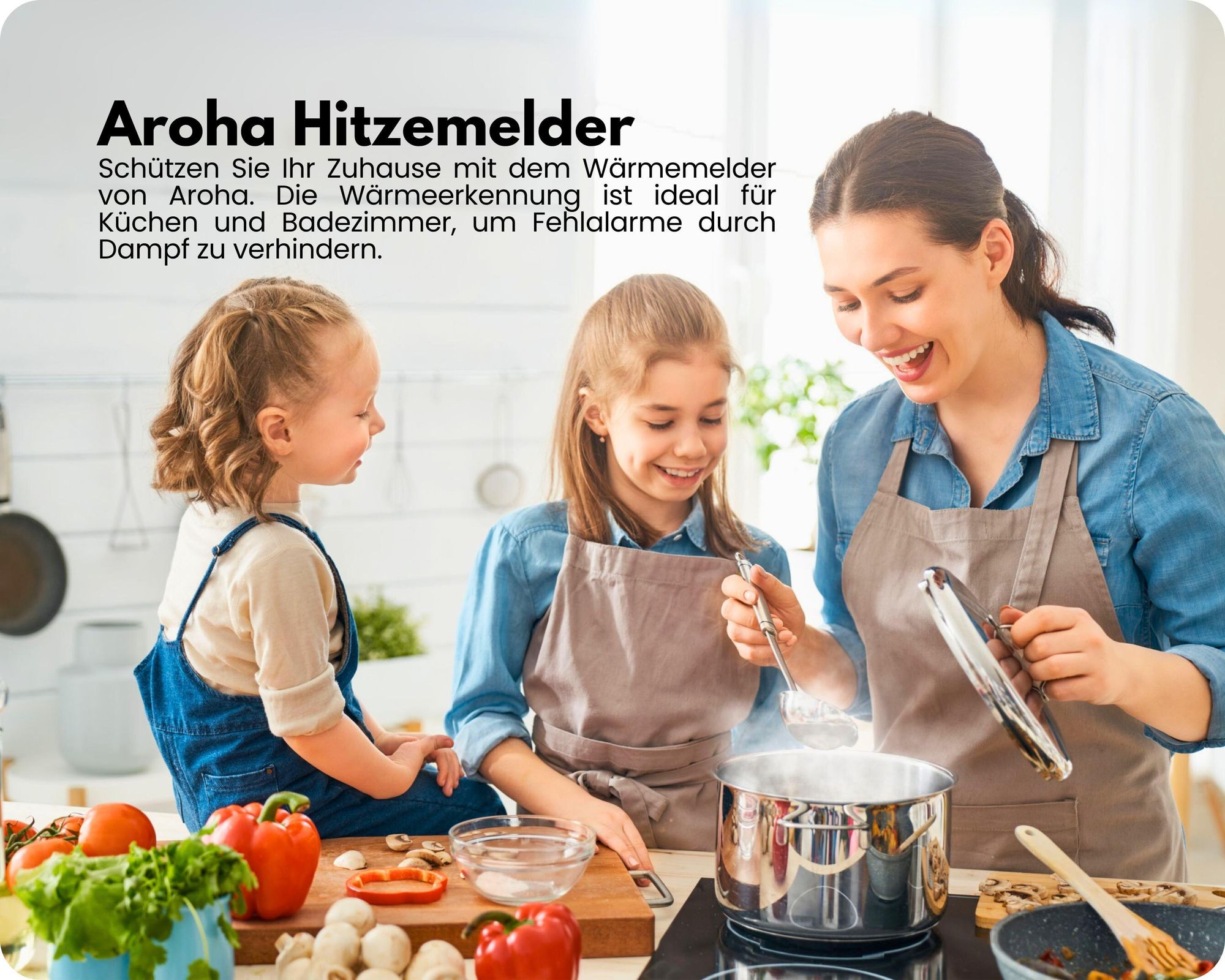 Aroha Link Hitzemelder/Rauchmelder Vernetzt - 10 Jahre Batterie - Feuer/Hitzemelder Vernetzbar - 3 set