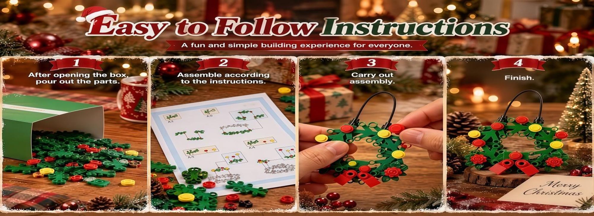 Adventskalender 2026 zum Bauen, 24 Tage Countdown, Weihnachtsbaumschmuck, Bausteine-Set, MINT-Spielzeug, 24 Baustein-Anhänger,700 Teile,Weihnachtsdeko