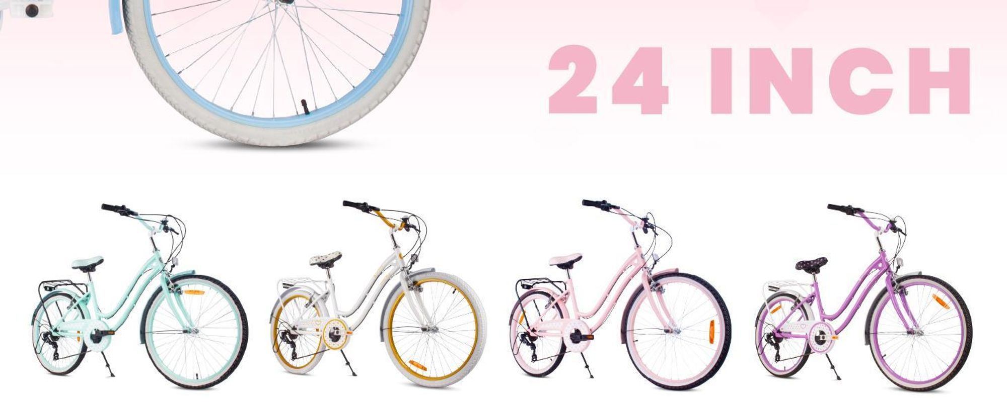 Bicicletta da ragazza 24 pollici per la Santa Comunione con SHIMANO 7 velocità Heart Bike rosa
