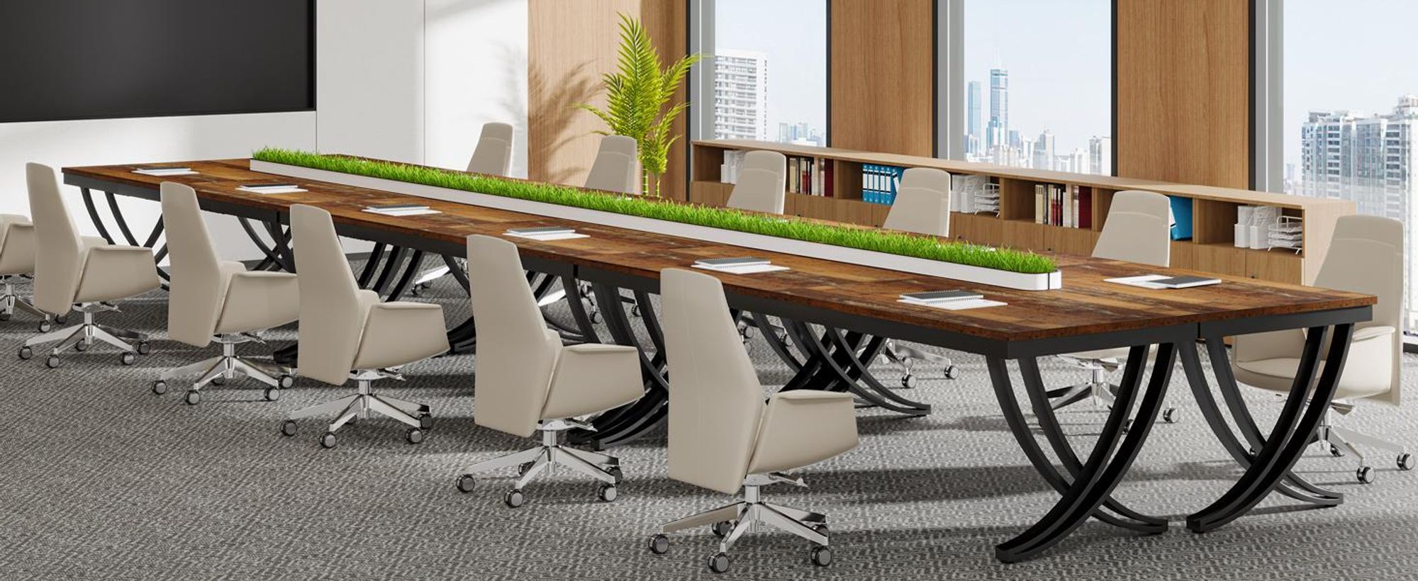 Tribesigns Schreibtisch, Computertisch 200 x 70 x 75 cm, Doppelter Langer Schreibtisch, Metallrahmen Arbeitstisch Büro-Möbel Home Office, Mix Braun
