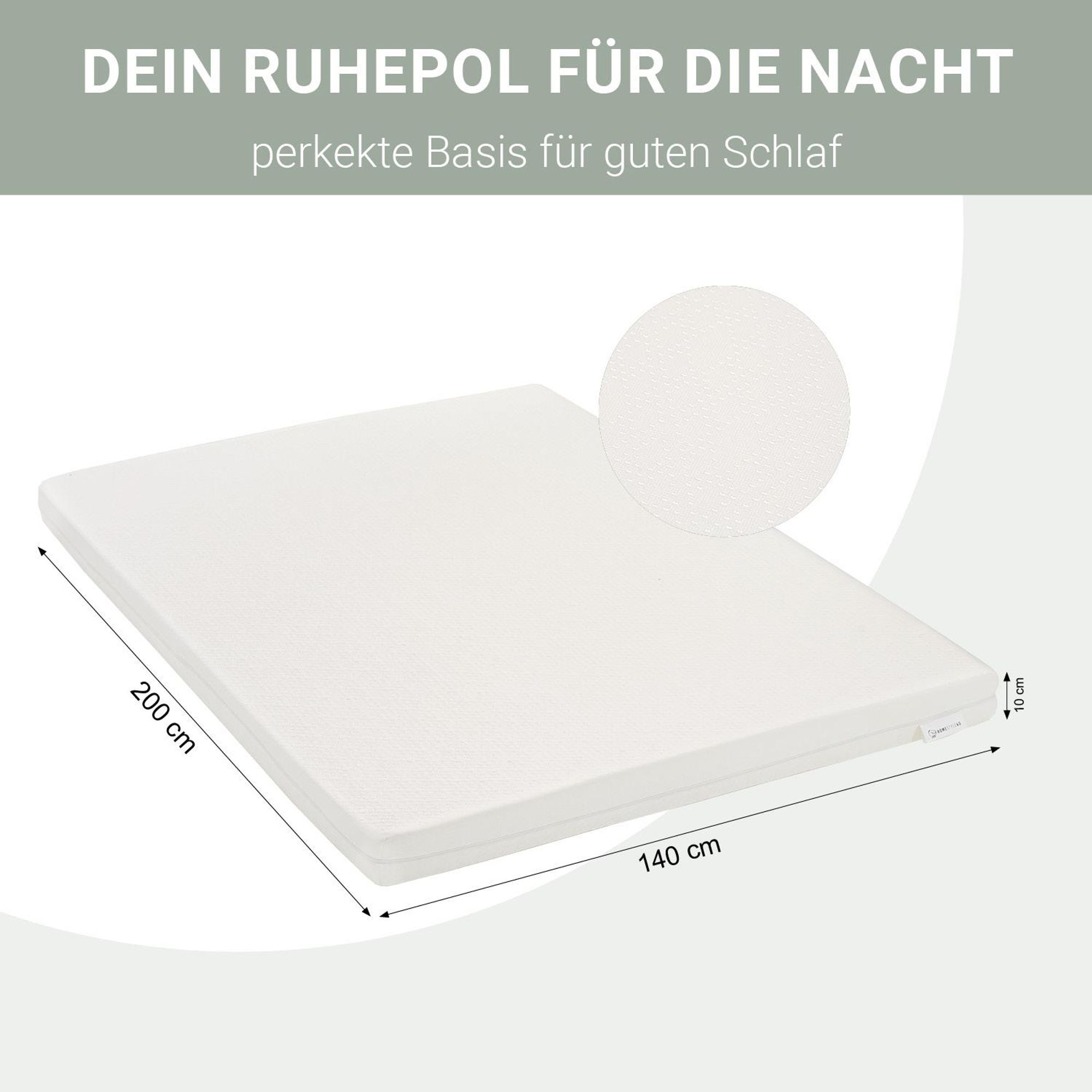 Die Matratze hat eine Höhe von 10 cm