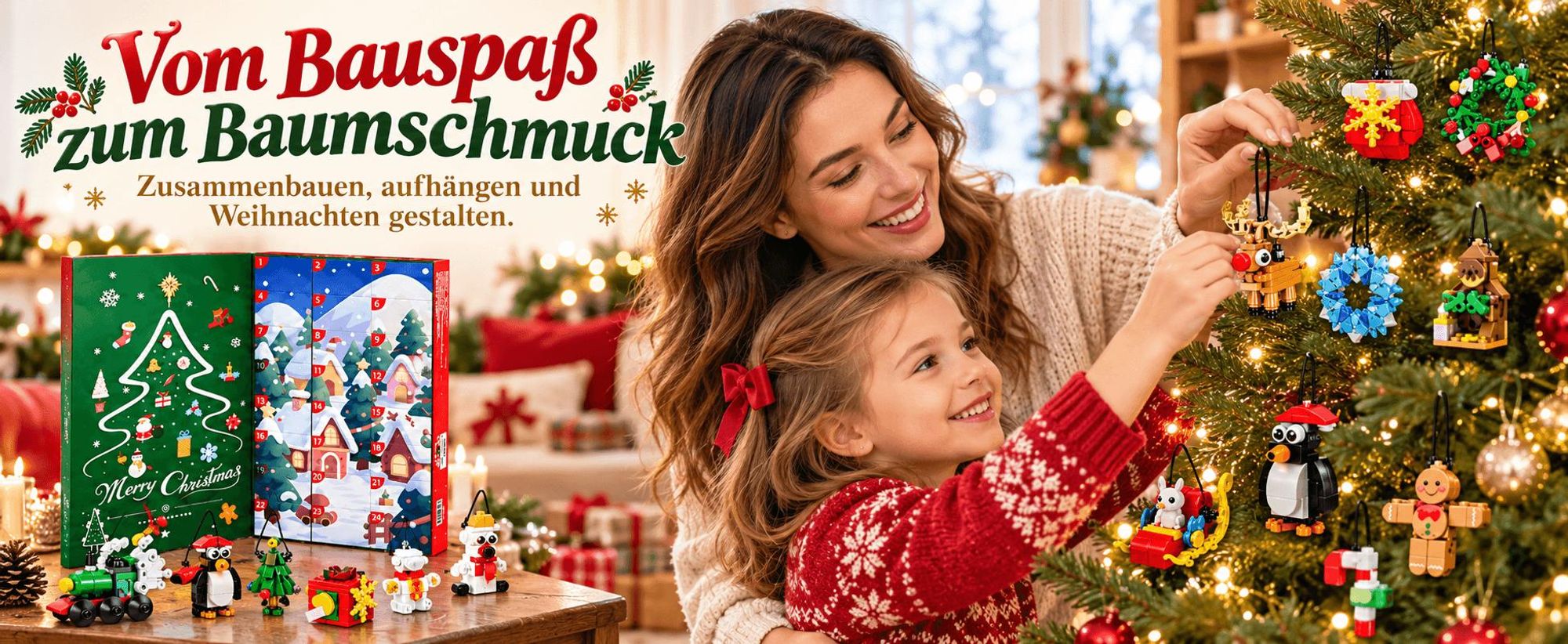24 Tage Mini Christmas Brick Ornament Adventskalender