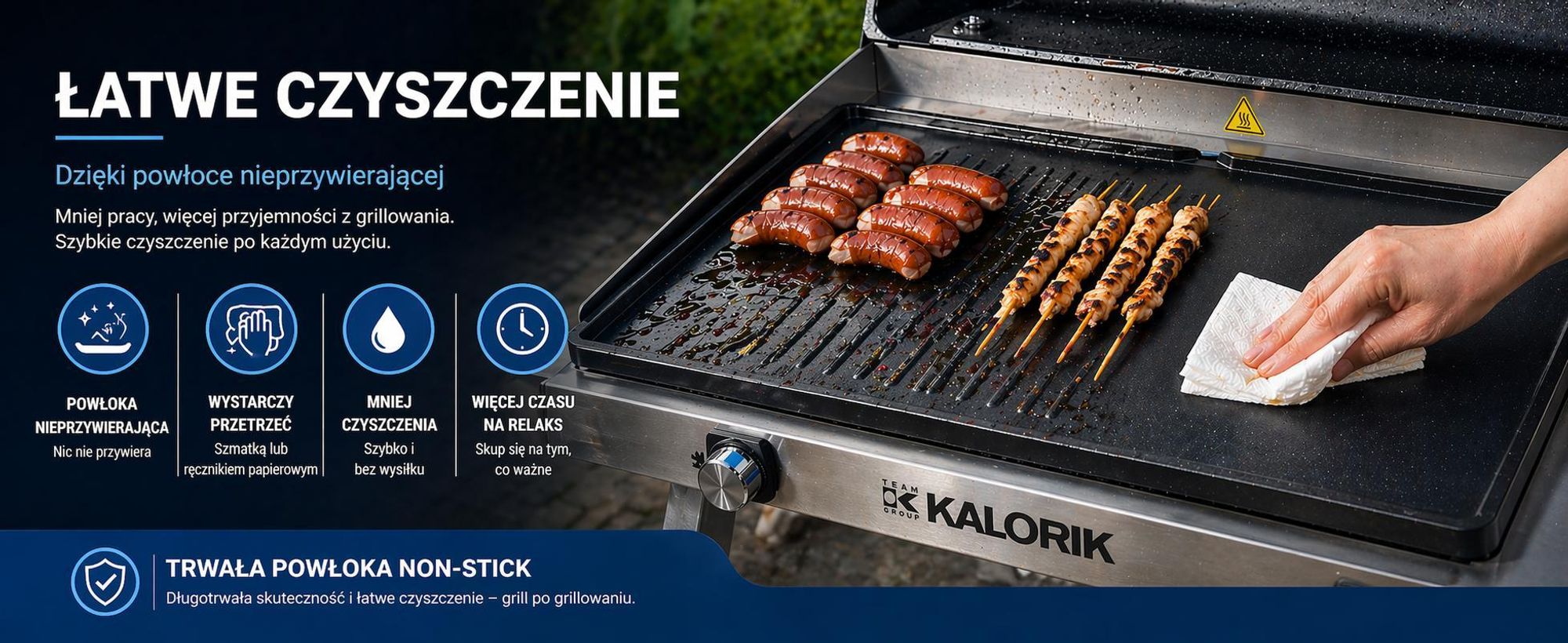 Elektryczny grill ze stali nierdzewnej TKG Team Kalorik TKG EBBQ 1002 L