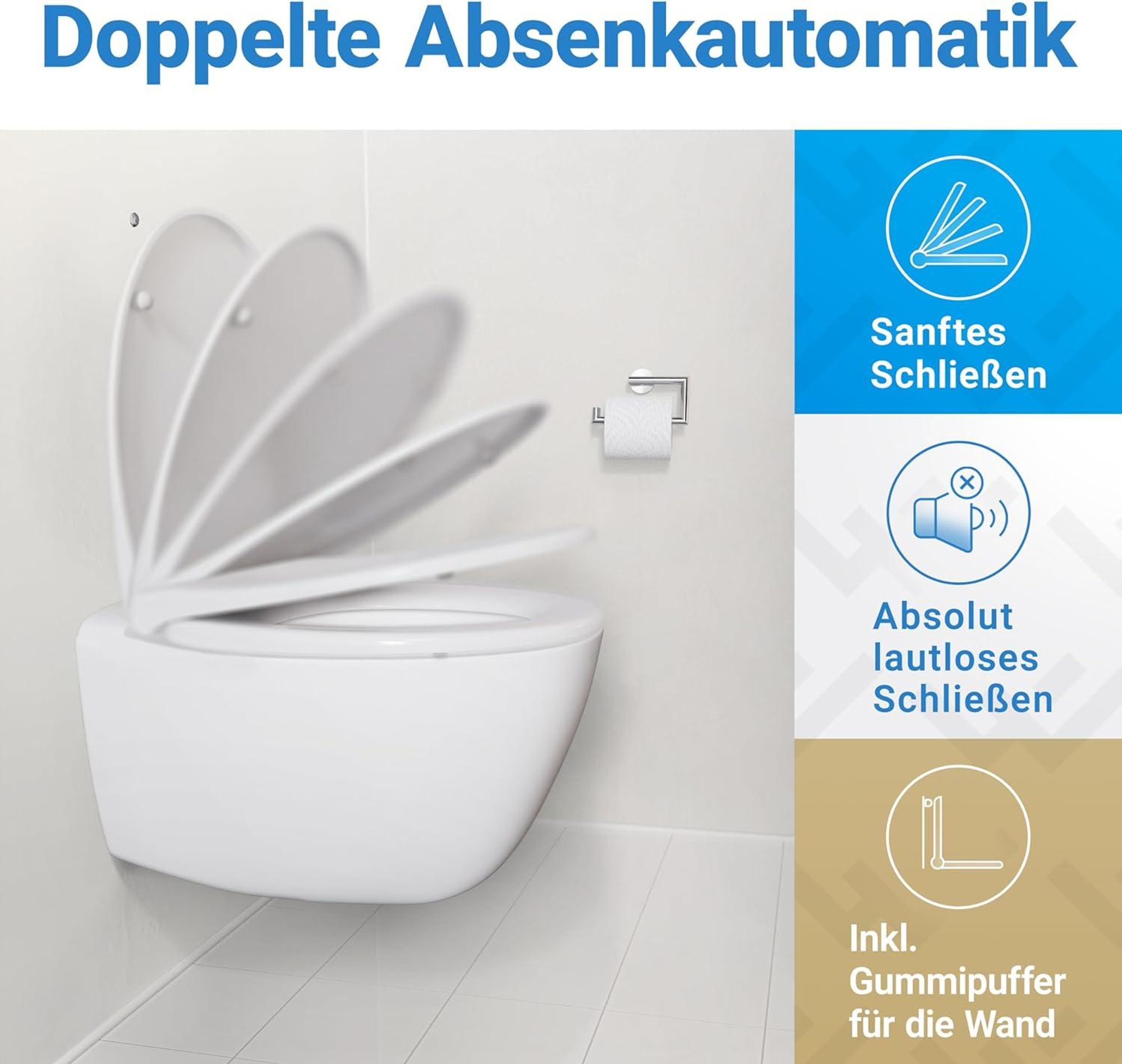 LOBENSWERK Toilettendeckel mit Absenkautomatik [Einfache Montage] antibakteriell - UV-beständig Quick-Release-Funktion Klodeckel, Klobrille, WC Sitz