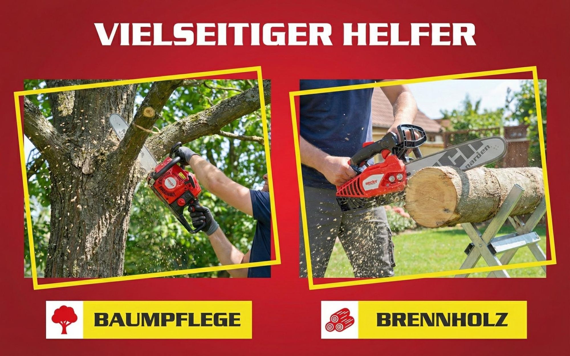 Kettensäge Motorsäge Benzin HECHT 924 R | 35 cm Schwertlänge | 1 PS | verstellbare Kettenölung | 190 ml Tank