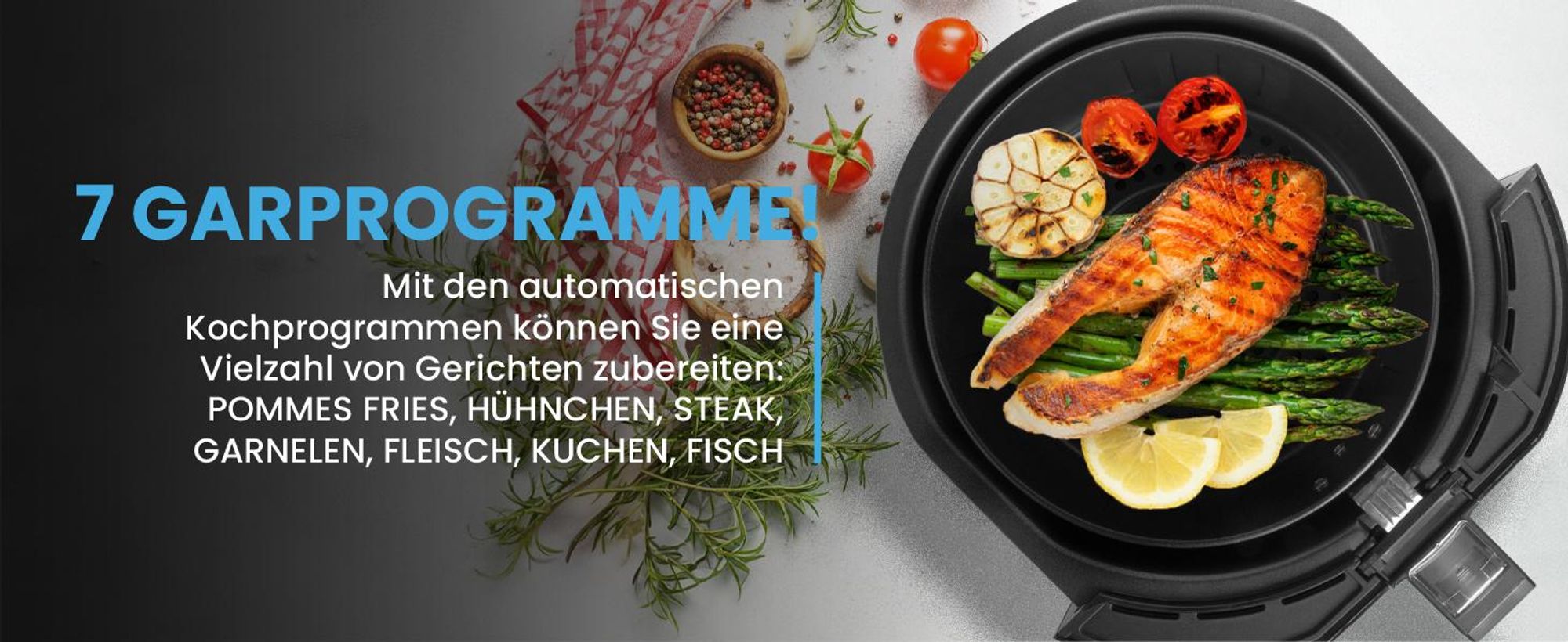 Moderne Heißluftfritteuse AirFrayer mit LCD und spülmaschinenfest