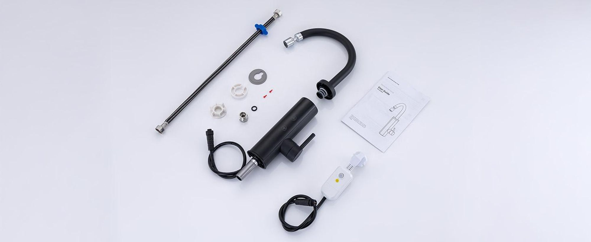 Elektrische Küchenarmatur mit Durchlauferhitzer,  Schwarz Wasserhahn Küche mit LED Temperaturanzeige，Smart Heater Wasserhahn 360° drehbar