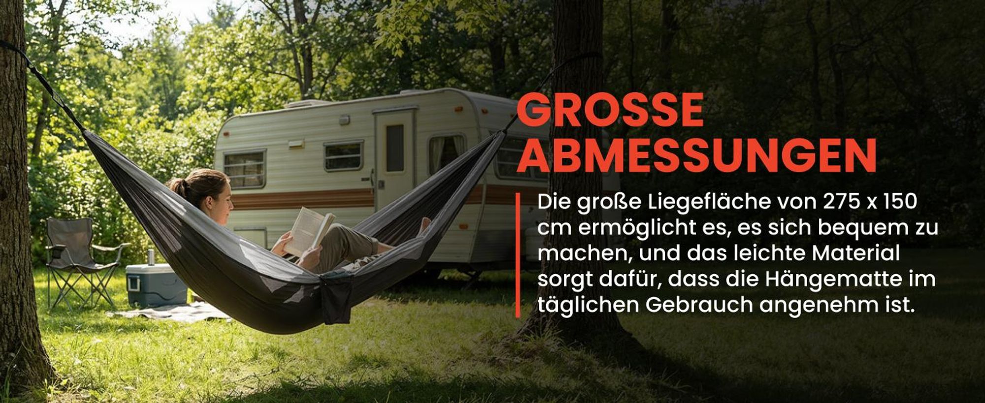 Epifit Hängematte 275x150 cm bis 150 kg – Ultraleichte Camping Reisehängematte mit Seitentasche für Garten & Balkon