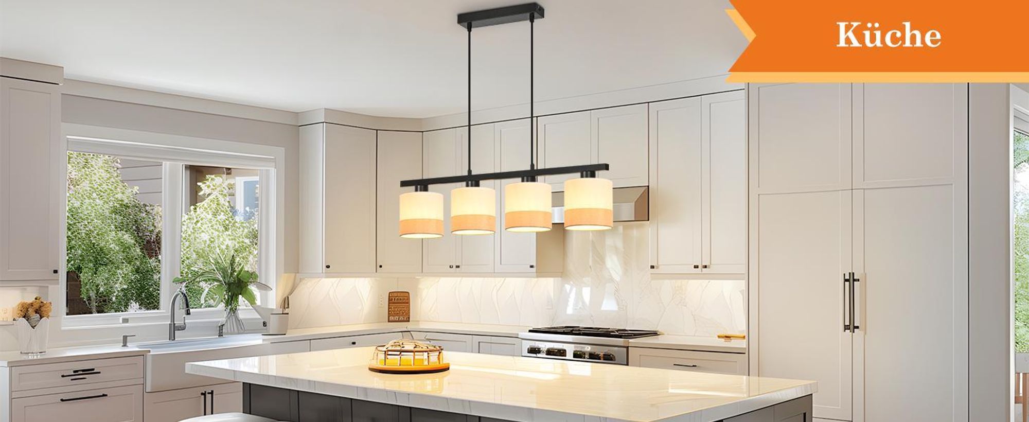 ZMH Hängelampe 4 Flammig Pendelleuchte Esstisch Hängeleuchte Stoff Esstischlampe E27 Pendellampe Höhenverstellbar Esszimmerlampe Hängende für Küche
