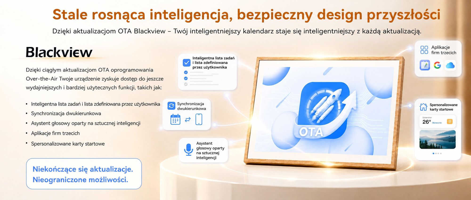 2026 NEU! Blackview NEST 10, cyfrowy kalendarz i ramka na zdjęcia o przekątnej 10,1 cala, z dotykowym ekranem, Wi-Fi, rozdzielczości 1280x800, formacie 16:10, funkcją udostępniania zdjęć, zabezpieczeniem dla dzieci i wzorem imitującym drewno