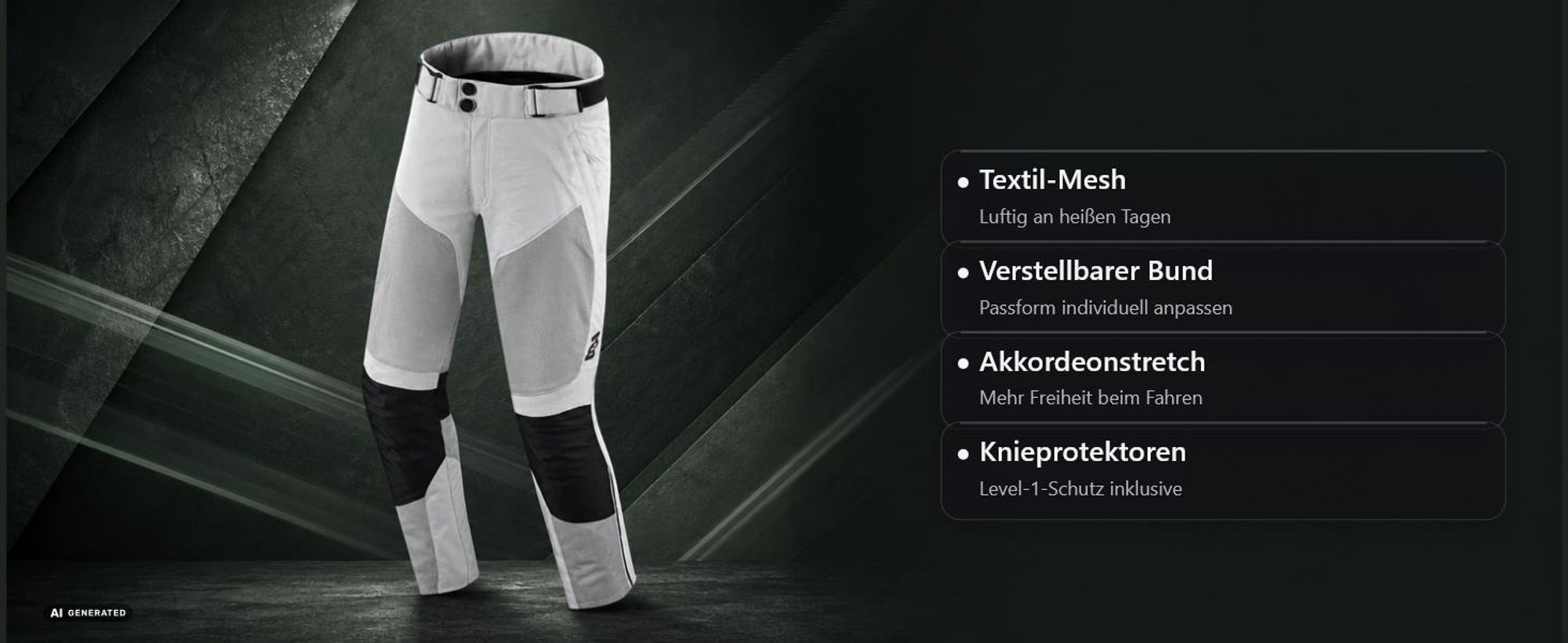 Bogotto Alastor Damen Motorrad Textilhose, grau, M