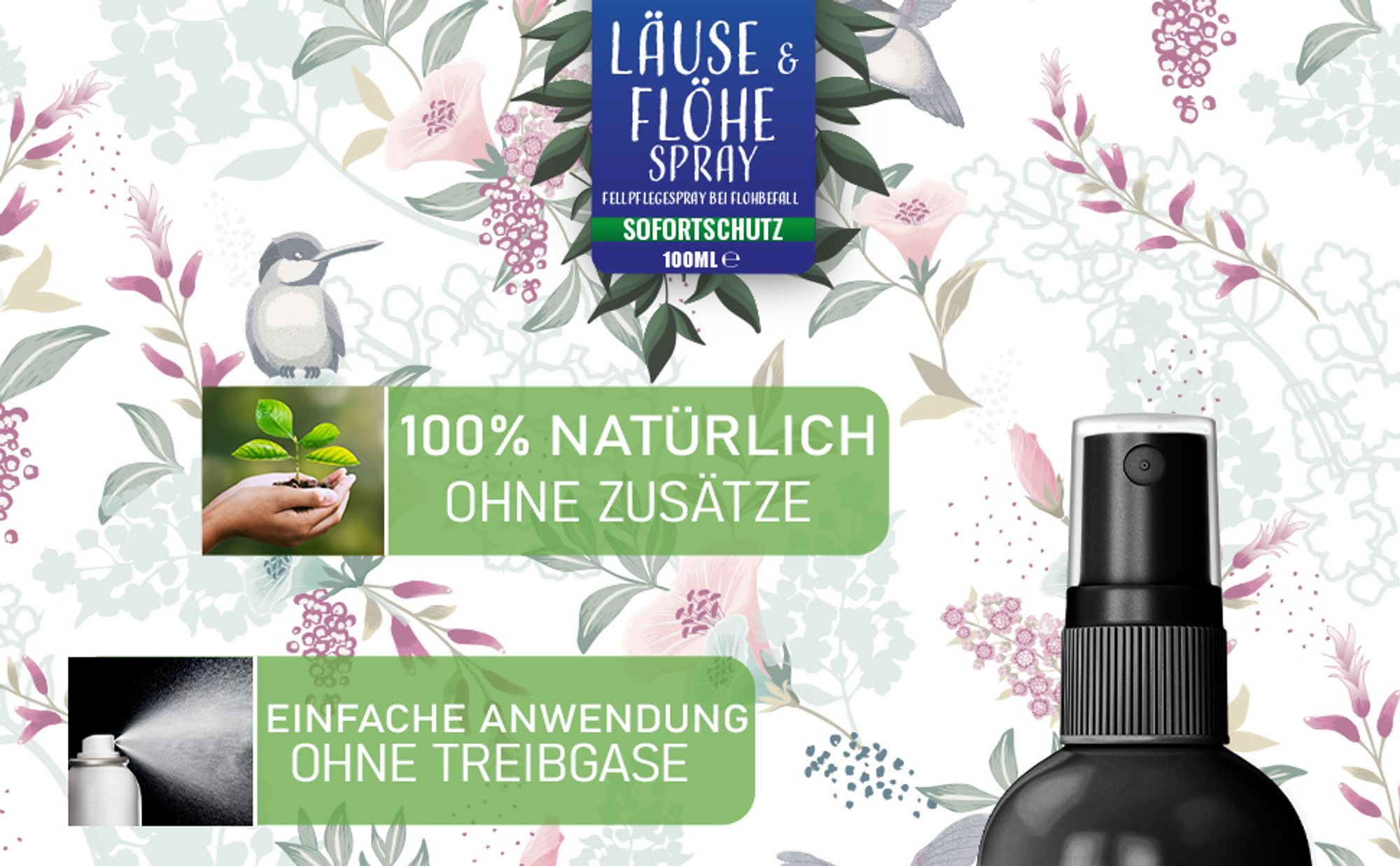 Nature Animal® Läuse & Flöhe Spray – Flohschutz für Ihr Haustier – Flohmittel für Hunde und Katzen – Ungeziefer Befall – Fellpflegespray - Flohbefall