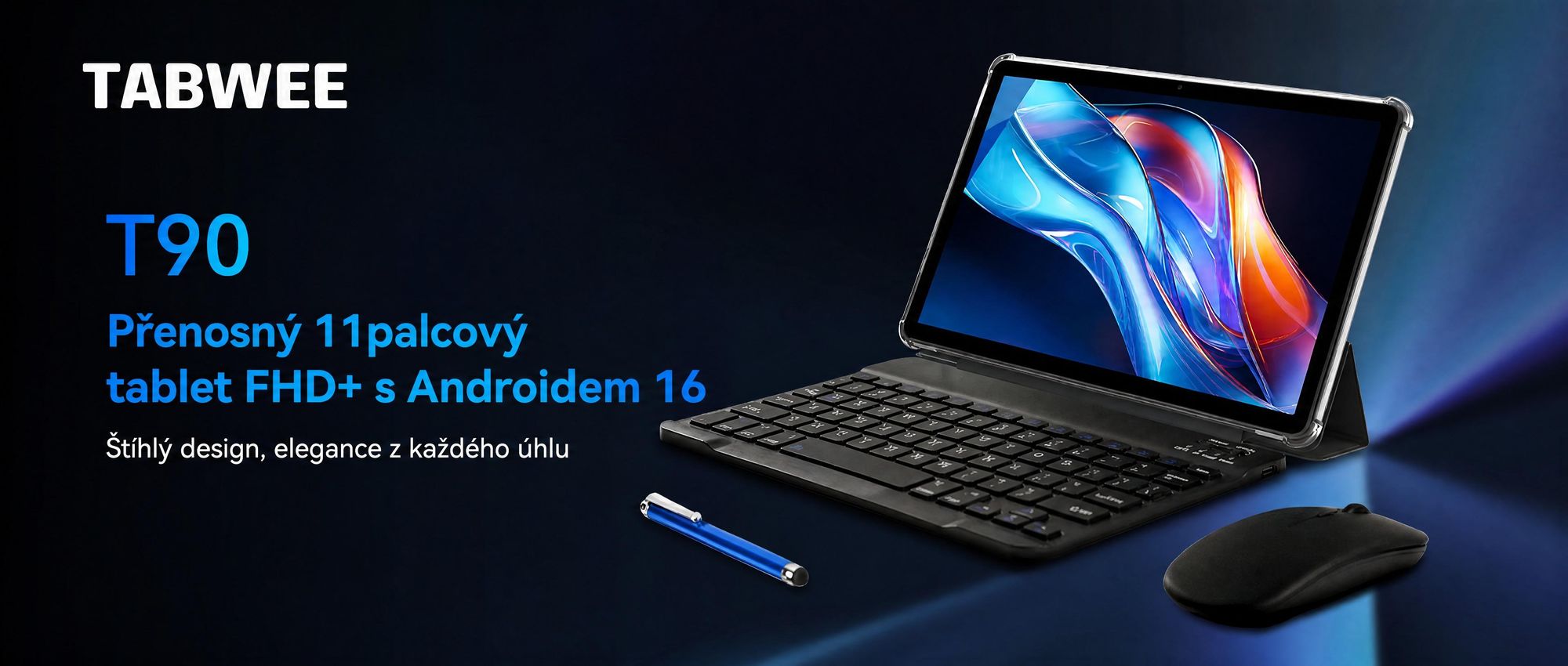 T90 Android 16 tablet s klávesnicí a stylusem - 11"tablet, 24+128GB/2TB TF,1920x1200FHD+, osmijádrový procesor, 8000 mAh, Face ID, 13MP+5MP,GPS
