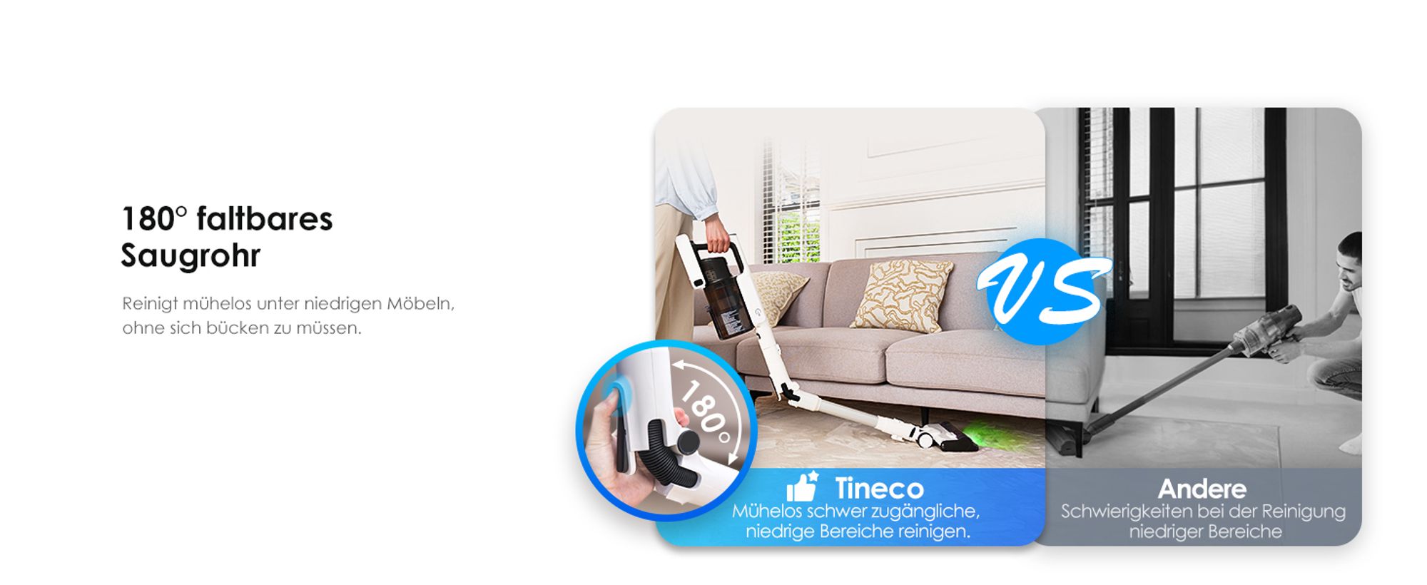 Tineco PURE ONE A50S Plus Akku Staubsauger, Flex Kabelloser Handstaubsauger 70 Min., 3DSense Power Bürste, PureCyclone Technol. 1L Staubbehälter