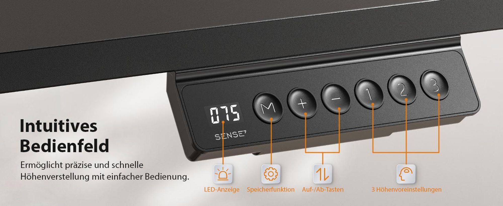 SENSE7 Nojo Höhenverstellbarer Schreibtisch Elektrisch 120x60 Gaming Tisch Computertisch Standing Desk PC Tisch Ergonomisch Memory Funktion Schwarz