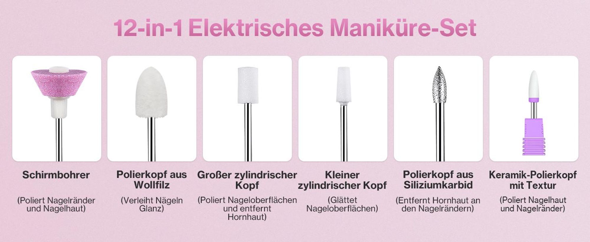 Nagelfräser, Elektrischer Nagelfeile, Nagelbohrer Set, 45000 U/min, Maniküre Pediküre Set mit LCD-Anzeige, für Gelnägel Nagellack Acrylnägel