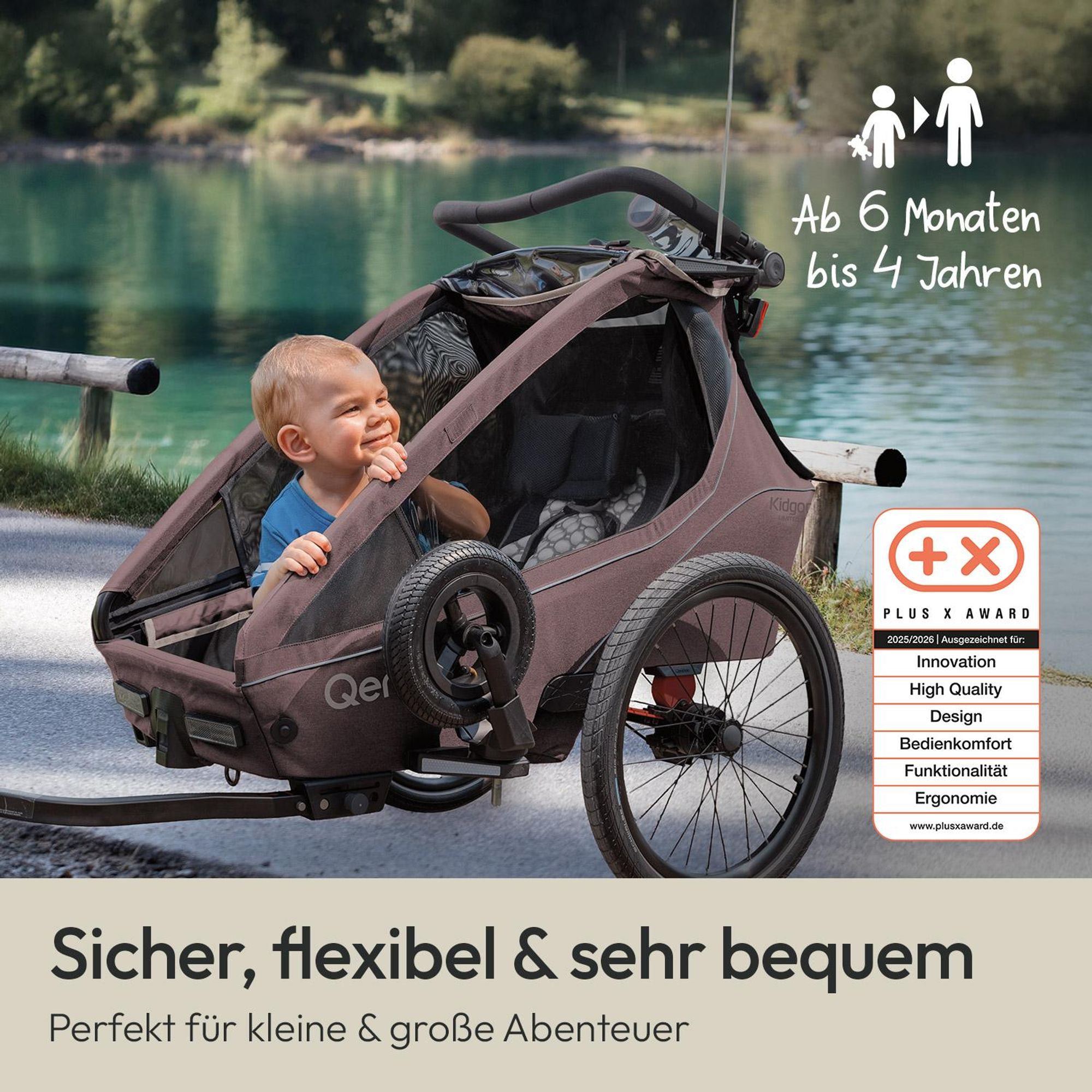 Qeridoo Kidgoo 1 - Kinderfahrradanhänger für 1 Kind Farbe: Wildberry Violet