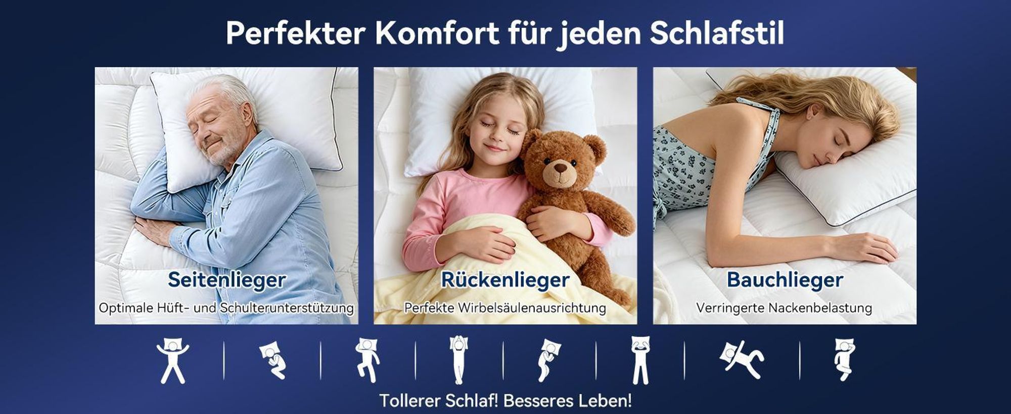 NicePlus Topper, 140x200x7cm, 5-Zonen Gel-Schaum - Für erholsamen Schlaf, 360° Mesh für alle Matratzen, H2/H3