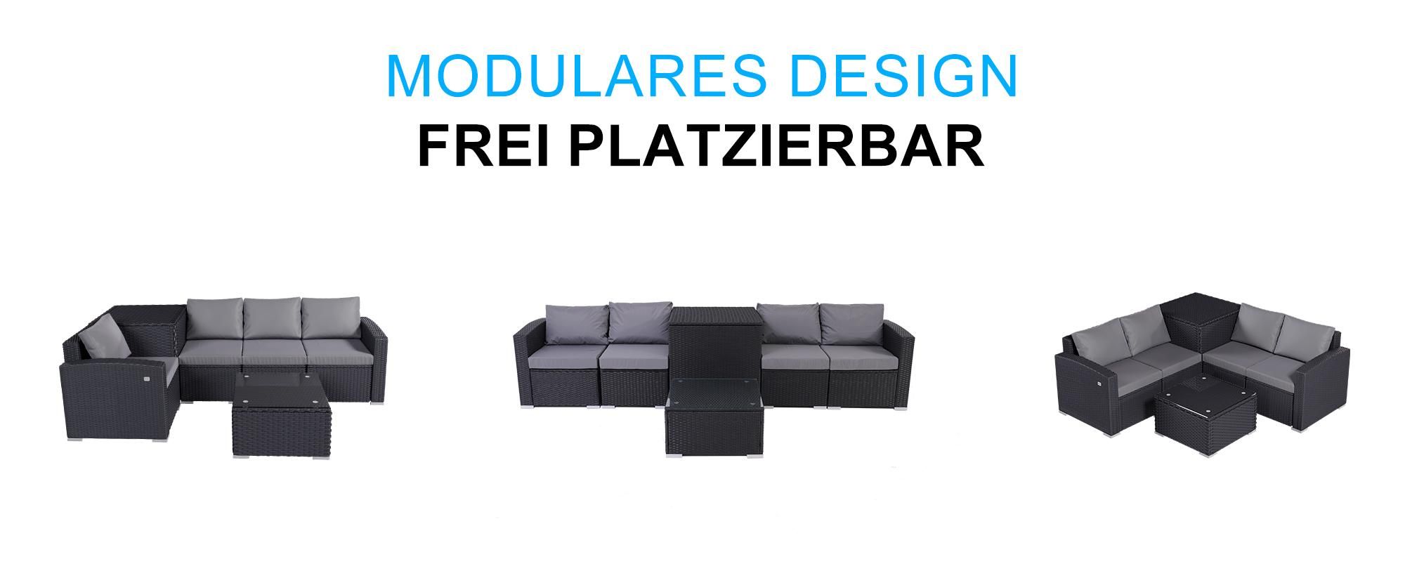 HOMAVO Gartenlounge Set 4-Personen, Inklusive Beistelltisch und Auflagenbox, mit Wasserdichte Schutzhülle, Für Garten, Balkon, Terrasse