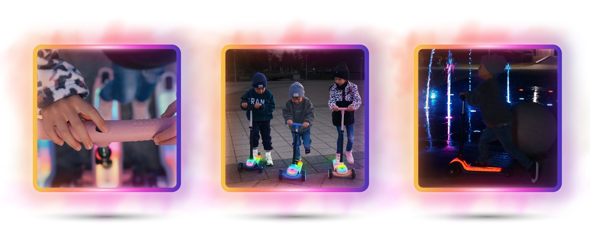 LUMI RIDE Kinder Roller Kinderscooter Dreiradscooter mit LED-Leuchtdeck schwarz Sun Baby