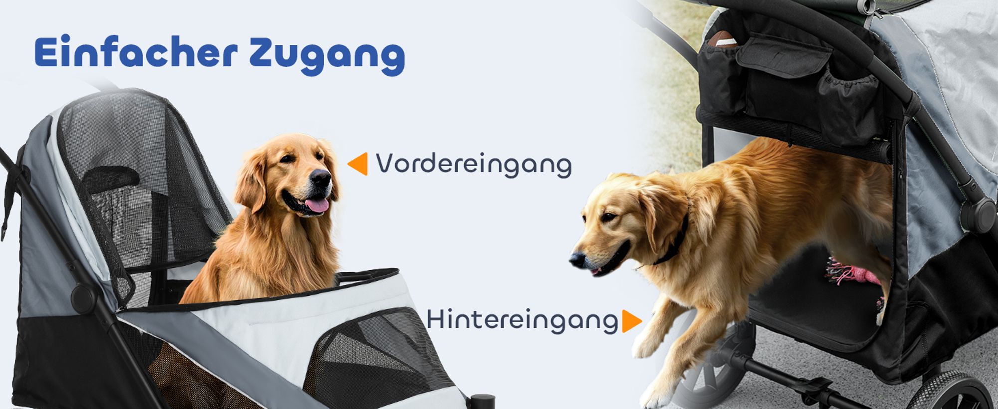 PawHut Hundewagen Hundebuggy klappbar für mittelgroße Hunde & Katzen bis 25 kg