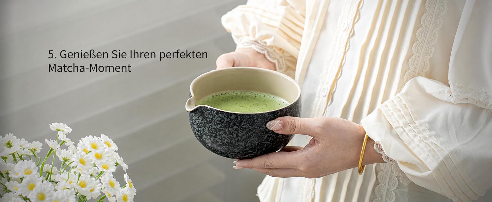 Matcha Set, 7-tlg. Komplettset, Matcha Schale mit Ausgießer, Bambus Besen, Zubehör für Matcha Zeremonie, Naturmaterialien, Geschenkidee