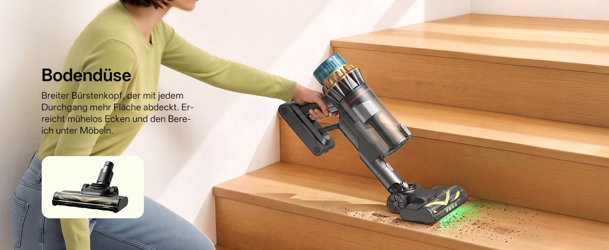 Vactidy V14 Pro Akku-Hand-und Stielstaubsauger, 80000 PA/ 600W/ 60Min, LED-Display, 6-stufiges Filtersystem