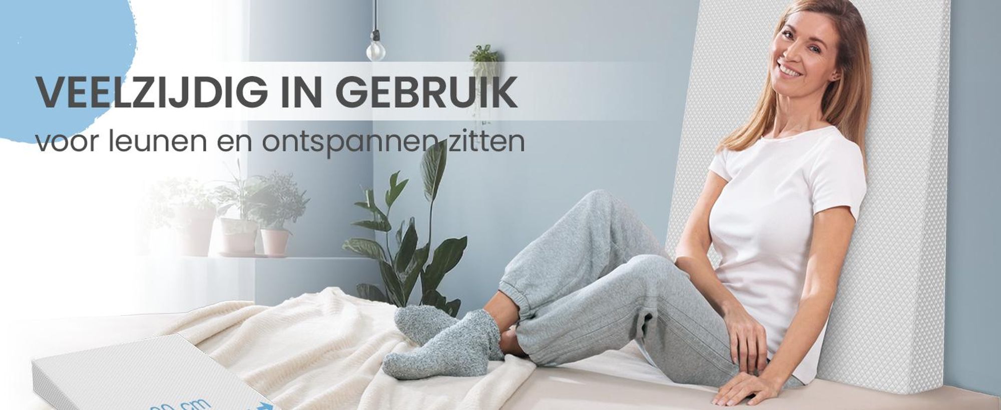ELONEO Bedkussen, bedkussen 100x100 cm, visco-mineraal schuim, matrasverhoger
