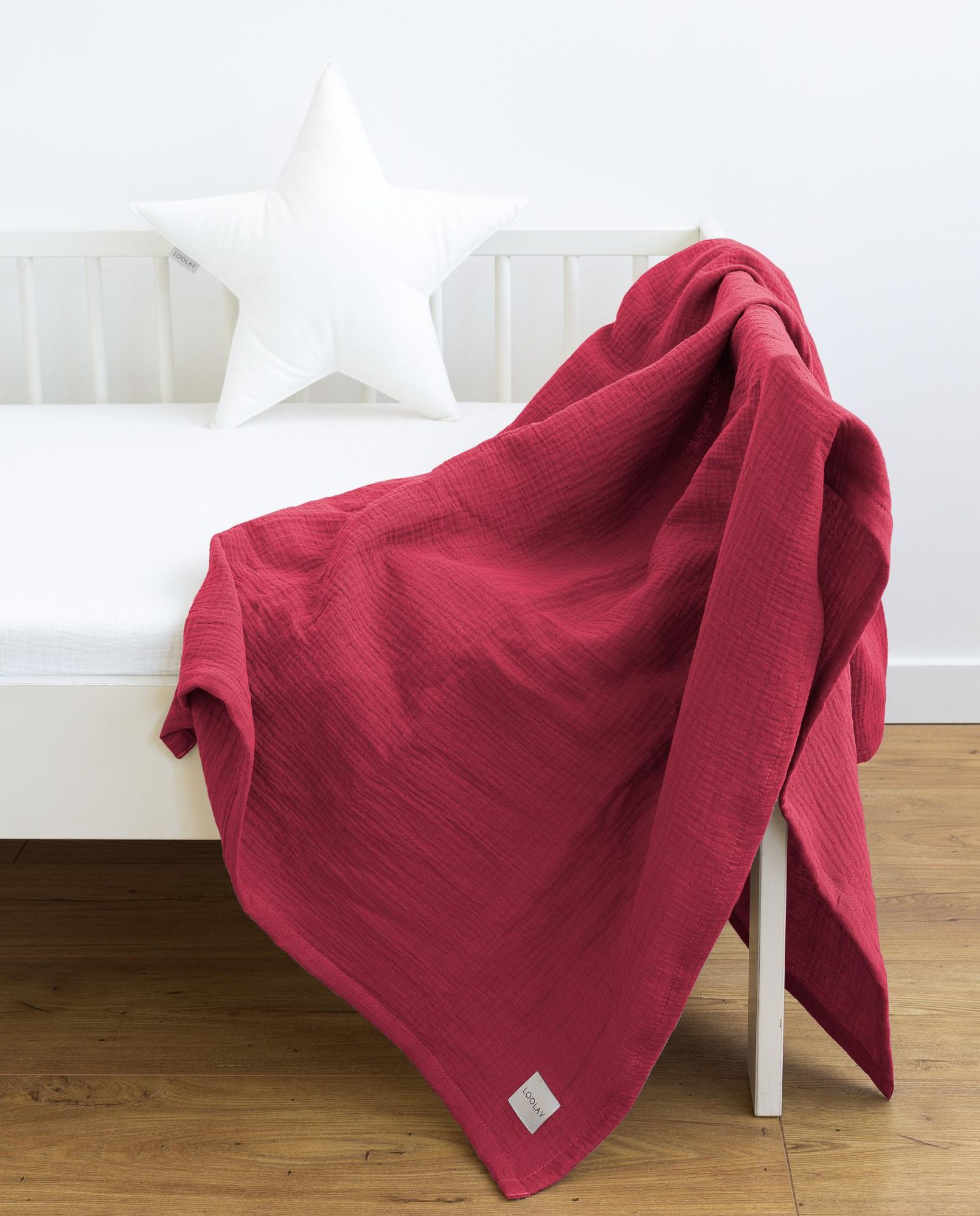 Musselin Decke 150x200 cm ROT – EINLAGIG 100% Baumwolle