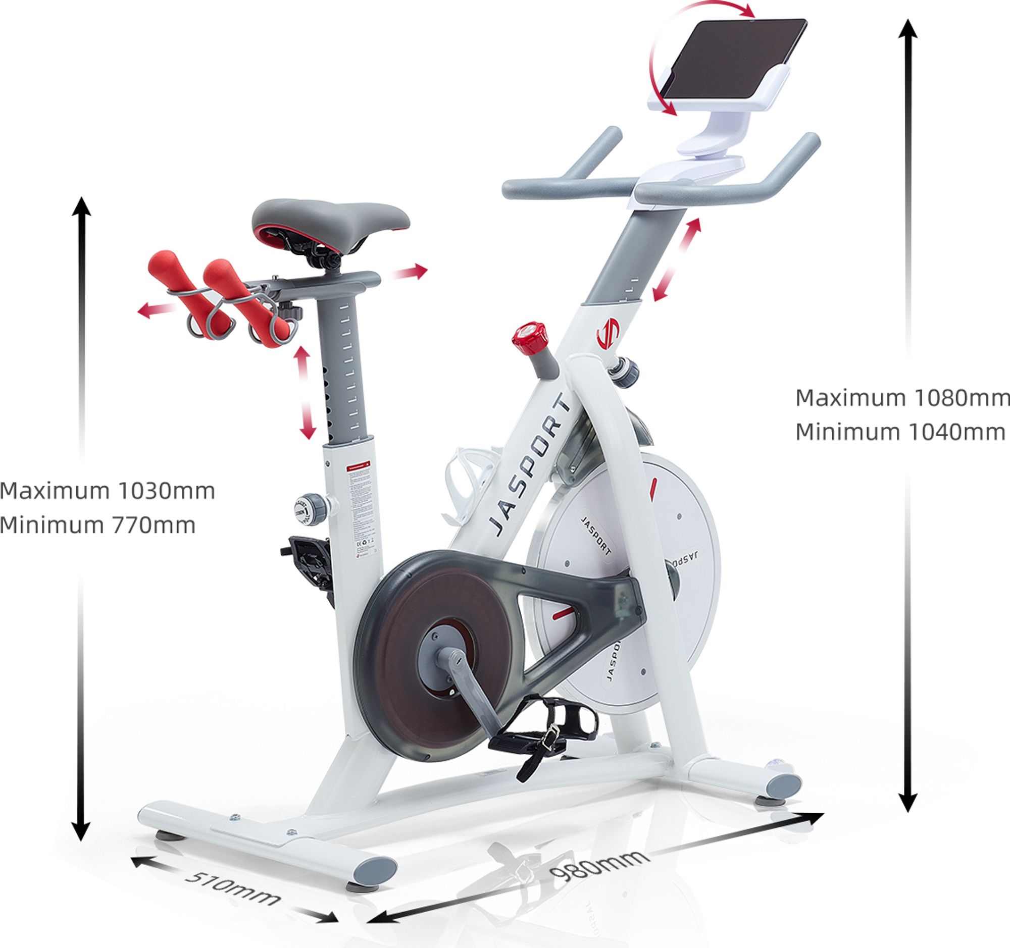 JASPORT Smart Indoor Speedbike S3, leiser Heimtrainer mit Magnetbremssystem, kompatibel mit Kinomap & Zwift, App mit Trainingskursen